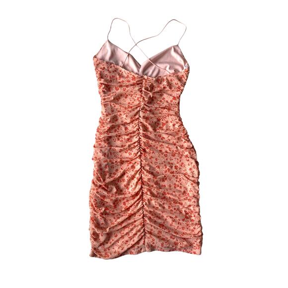 VTG Papaya Y2K Floral Bodycon Mini Dress 2000s M Bratz vibes Paris Hilton style - Picture 4 of 9